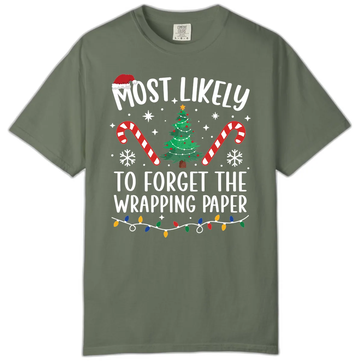 Most Likely To Forget Wrapping Paper Comfort Color in Moss