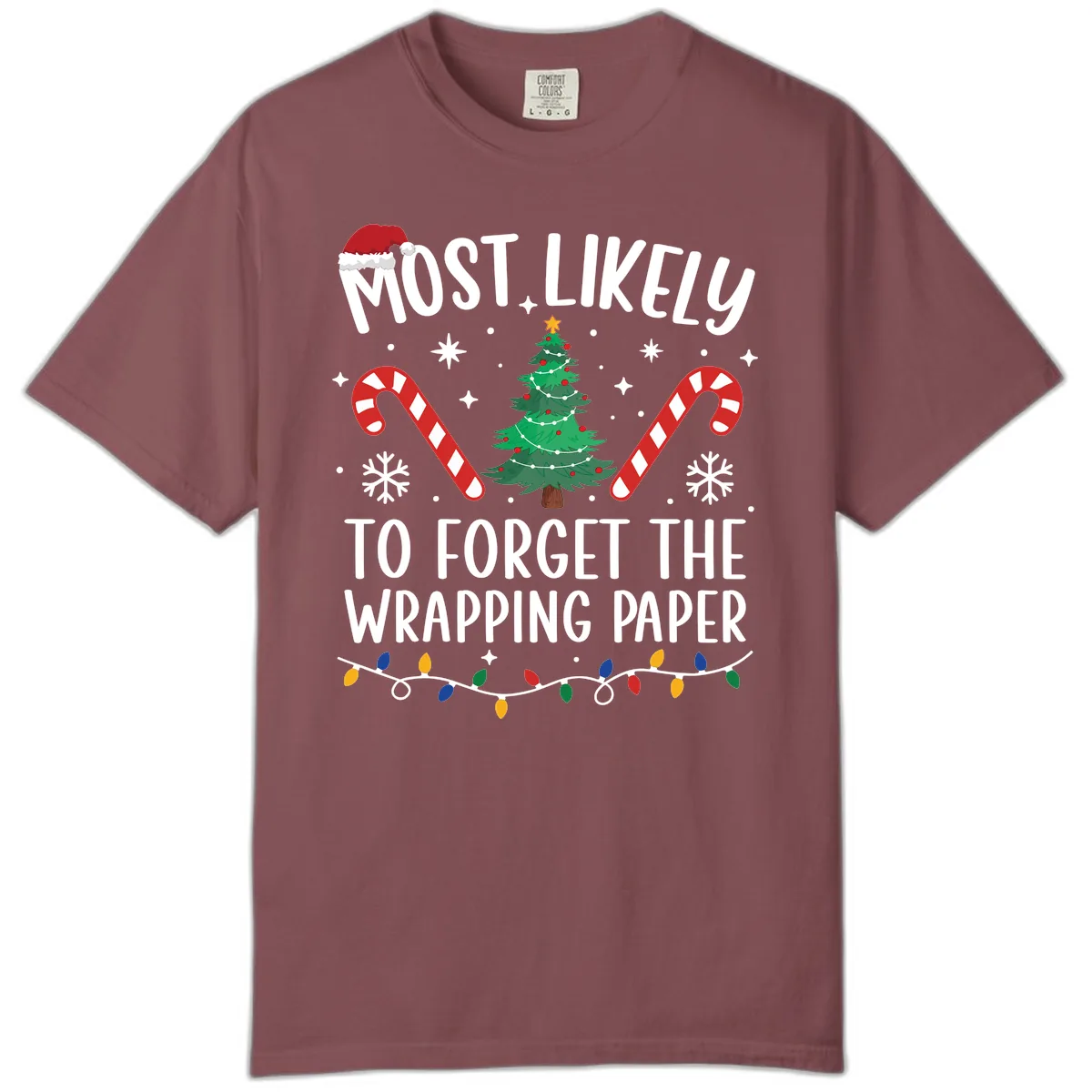 Most Likely To Forget Wrapping Paper Comfort Color in Brick