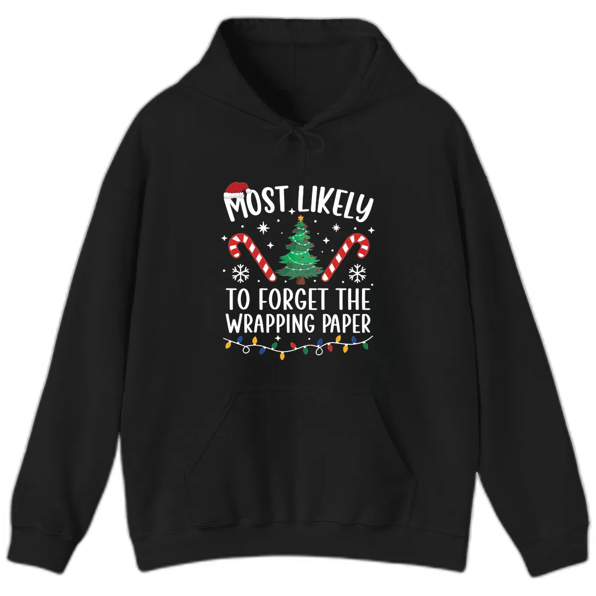 Most Likely To Forget Wrapping Paper Hoodie in Black