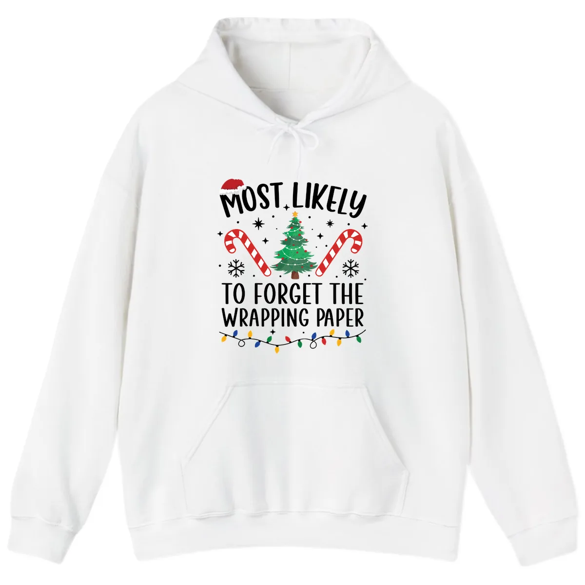 Most Likely To Forget Wrapping Paper Hoodie in White