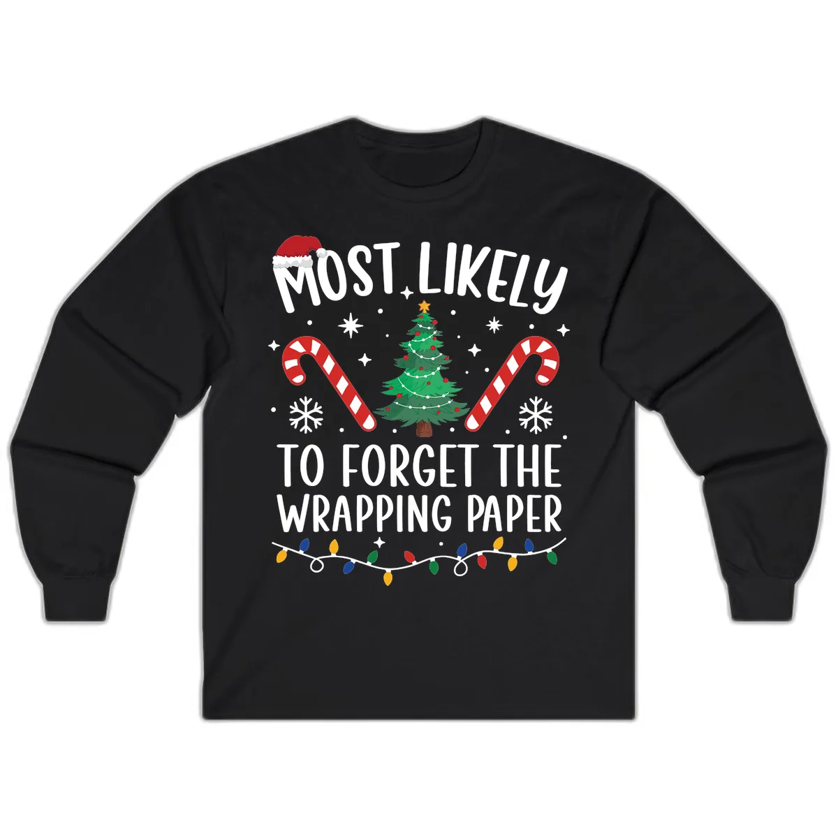 Most Likely To Forget Wrapping Paper Long Sleeve in Black