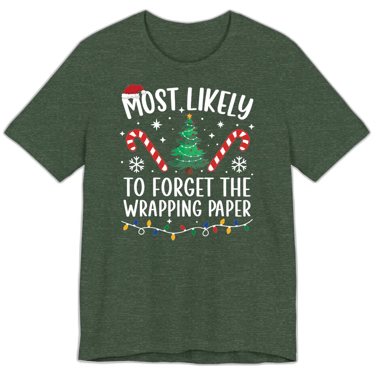 Most Likely To Forget Wrapping Paper Premium T-Shirt in Heather Forest