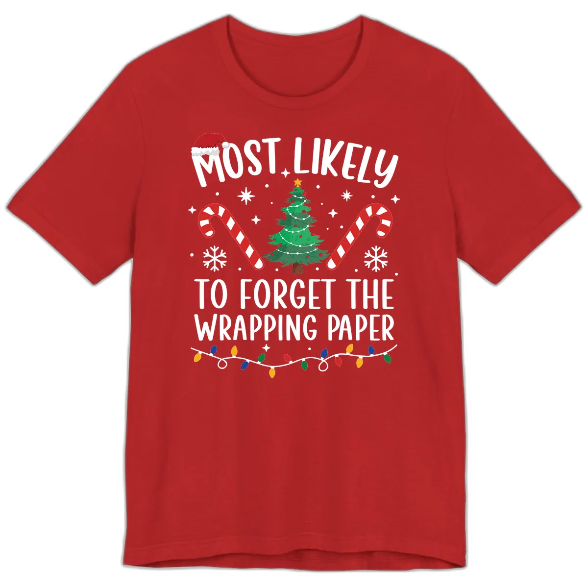 Most Likely To Forget Wrapping Paper Premium T-Shirt in Red
