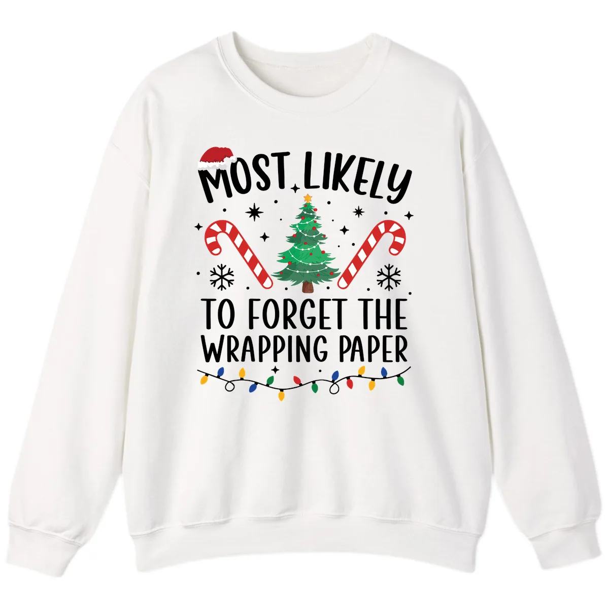 Most Likely To Forget Wrapping Paper Sweatshirt in White