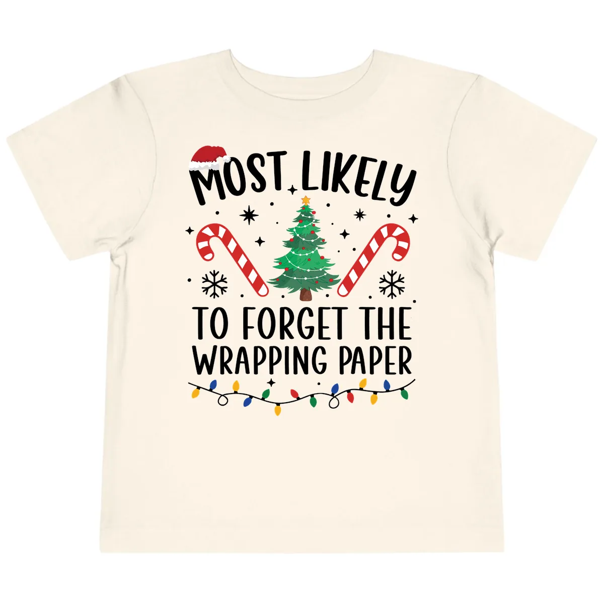 Most Likely To Forget Wrapping Paper Toddler T-Shirt in Natural