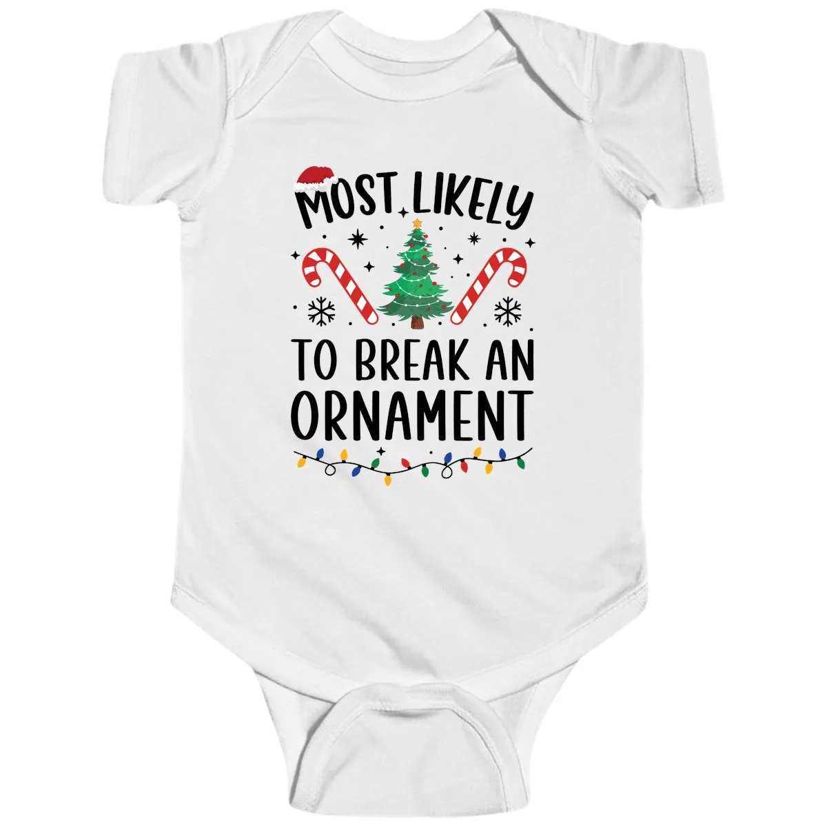 Most Likely To Break An Ornament Christmas Tee Baby Onesie in White