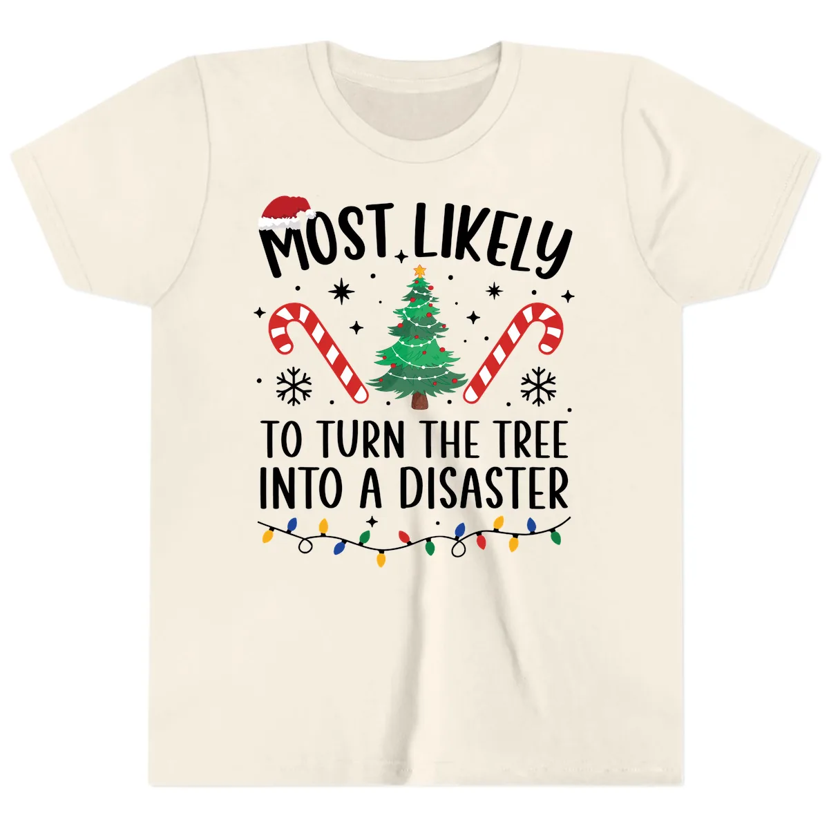 Most Likely To Turn Tree Into Disaster Youth T-Shirt in Natural