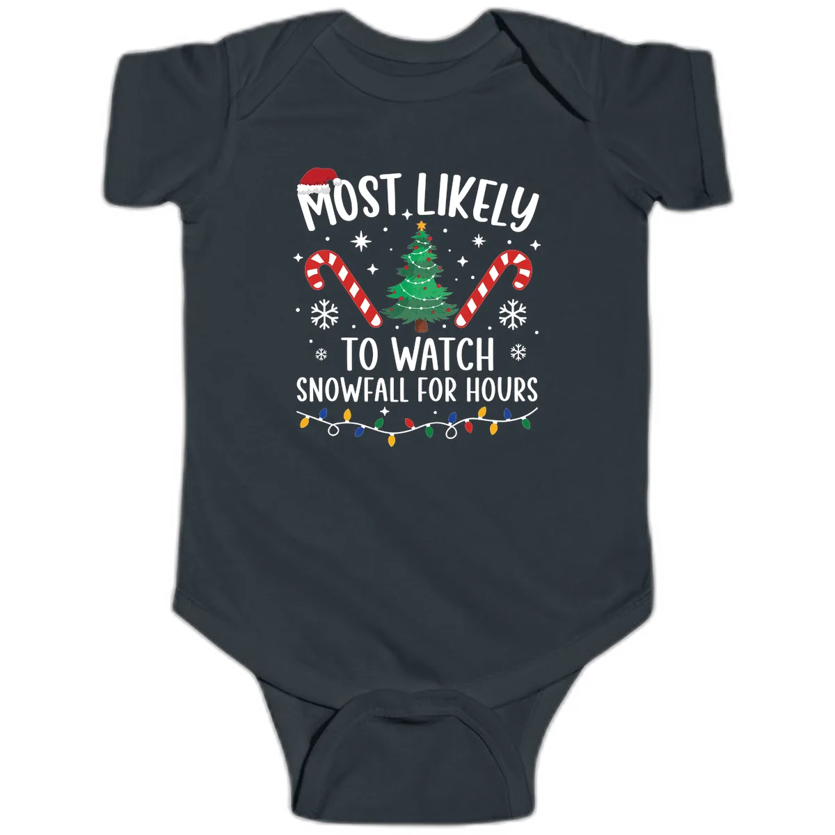 Most Likely To Watch Snowfall For Hours Baby Onesie in Black