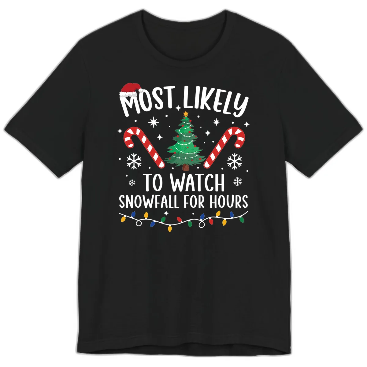 Most Likely To Watch Snowfall For Hours Premium T-Shirt in Black