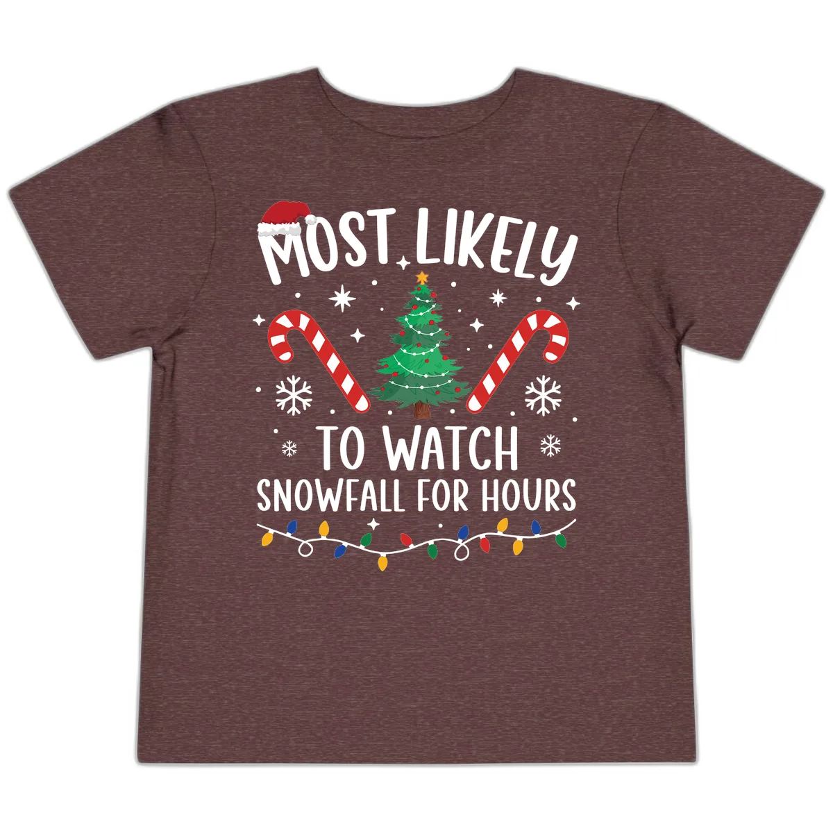 Most Likely To Watch Snowfall For Hours Toddler T-Shirt in Heather Maroon