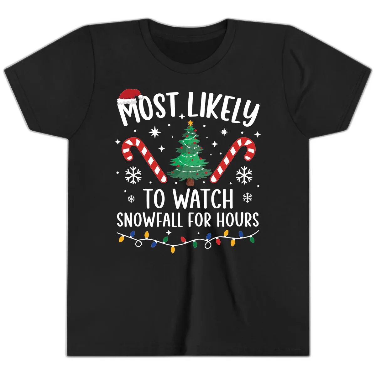 Most Likely To Watch Snowfall For Hours Youth T-Shirt in Black