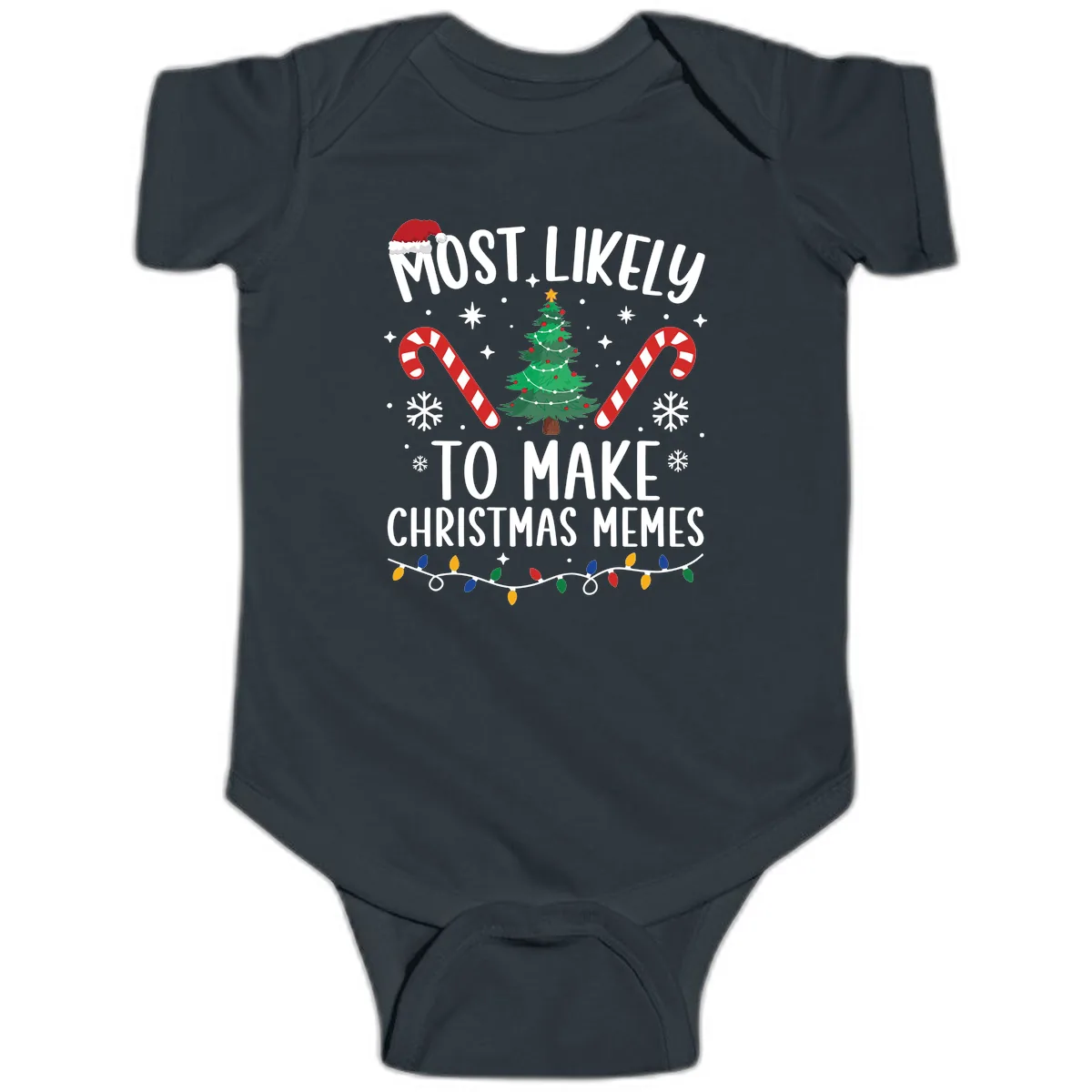 Most Likely To Make Christmas Memes Baby Onesie in Black