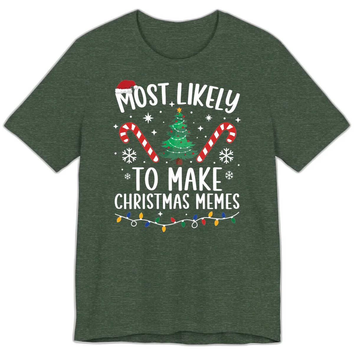 Most Likely To Make Christmas Memes Premium T-Shirt in Heather Forest