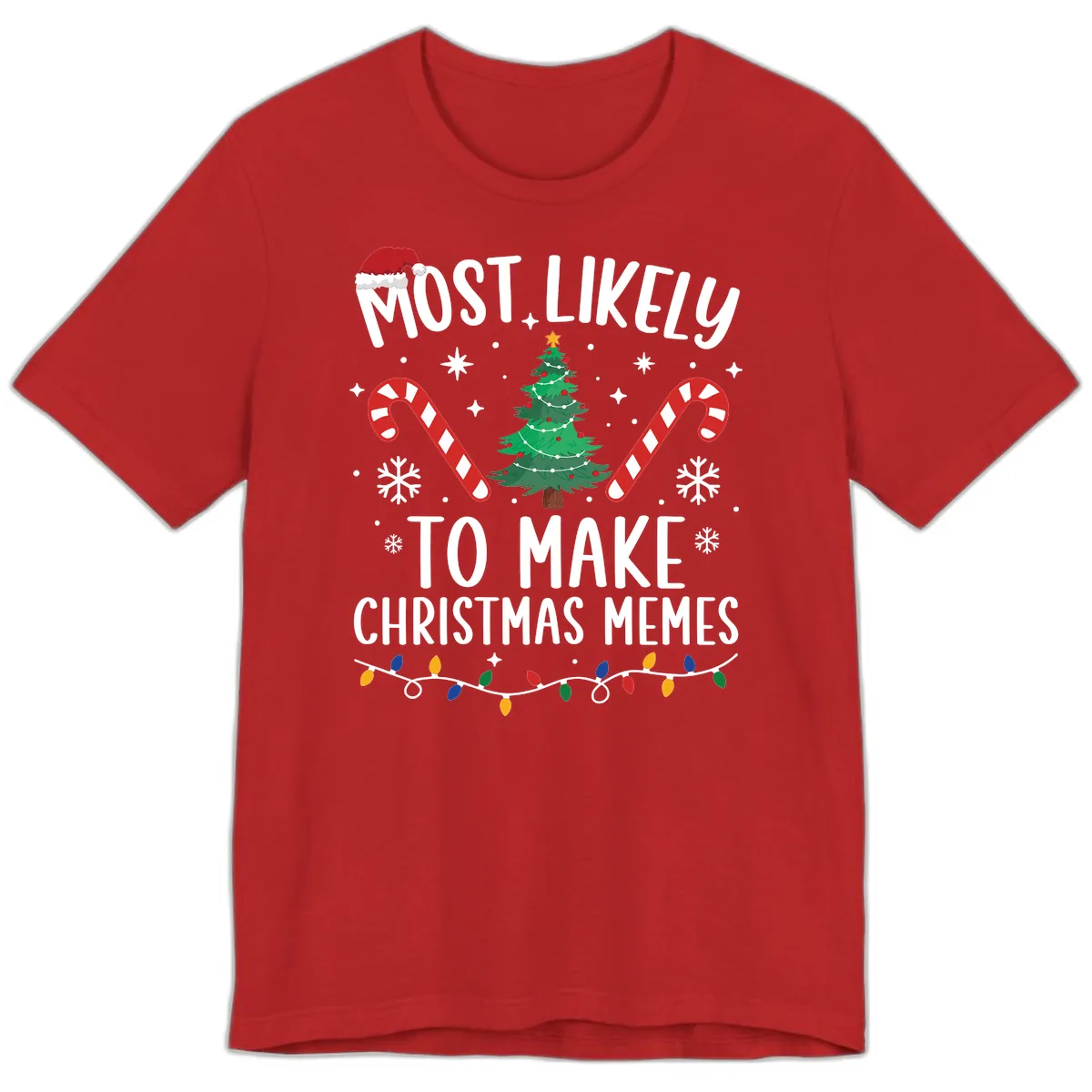 Most Likely To Make Christmas Memes Premium T-Shirt in Red