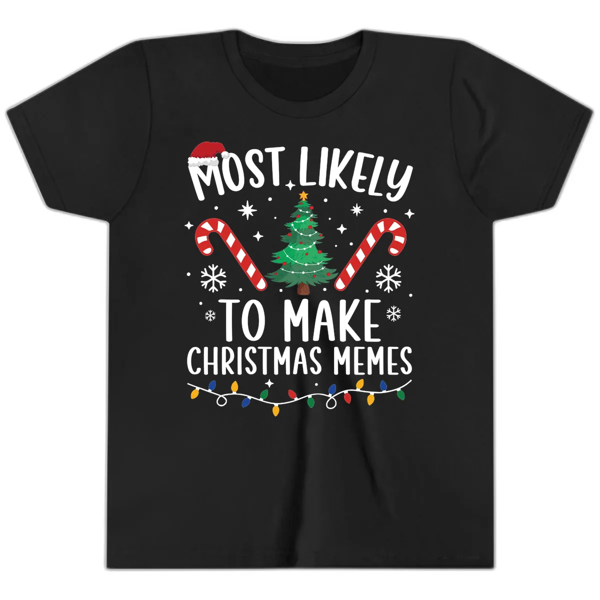 Most Likely To Make Christmas Memes Youth T-Shirt in Black