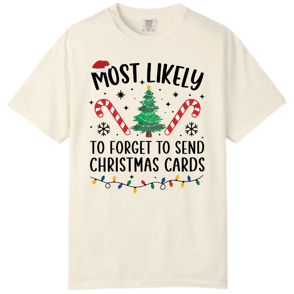 Most Likely To Forget Christmas Cards Comfort Color in Ivory