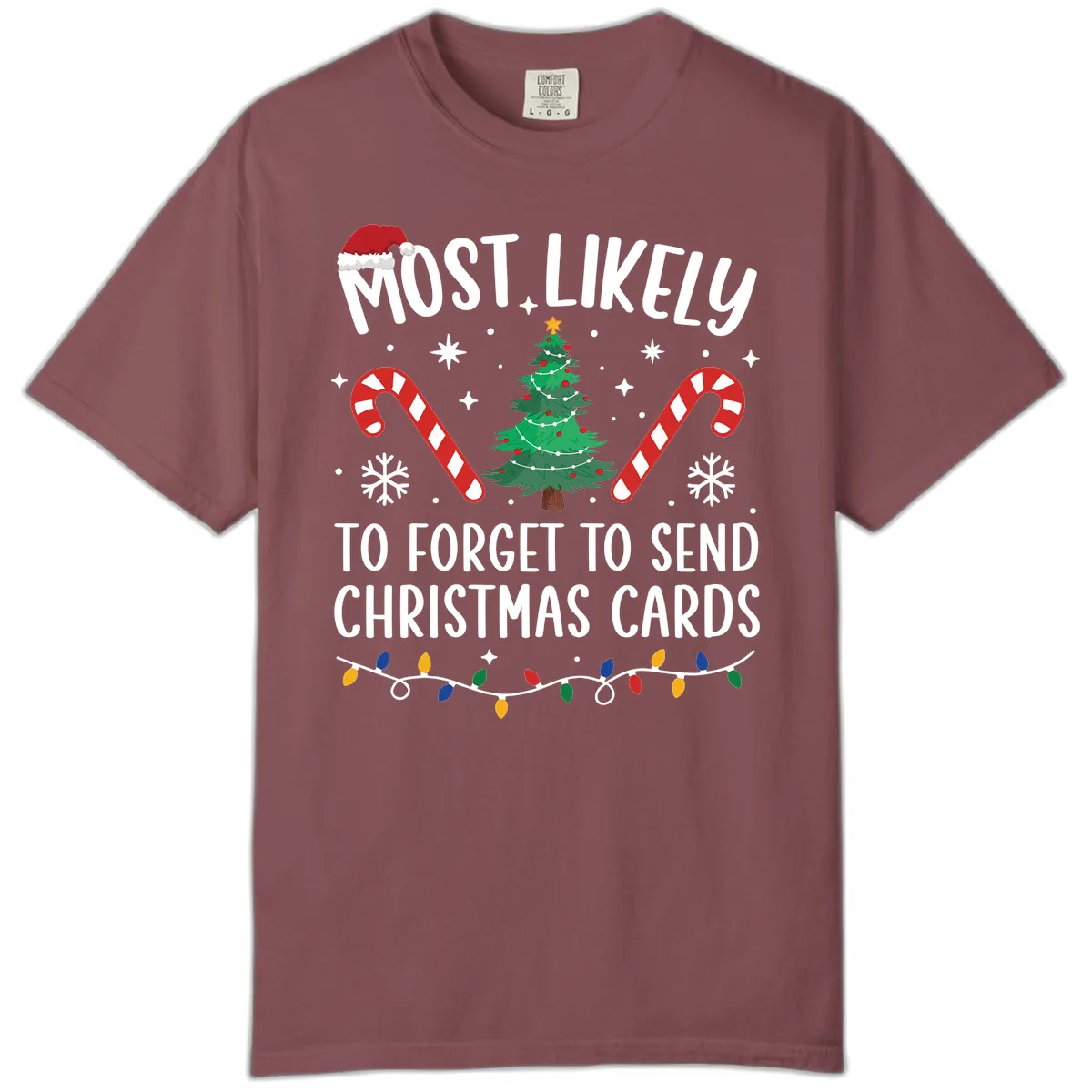 Most Likely To Forget Christmas Cards Comfort Color in Brick