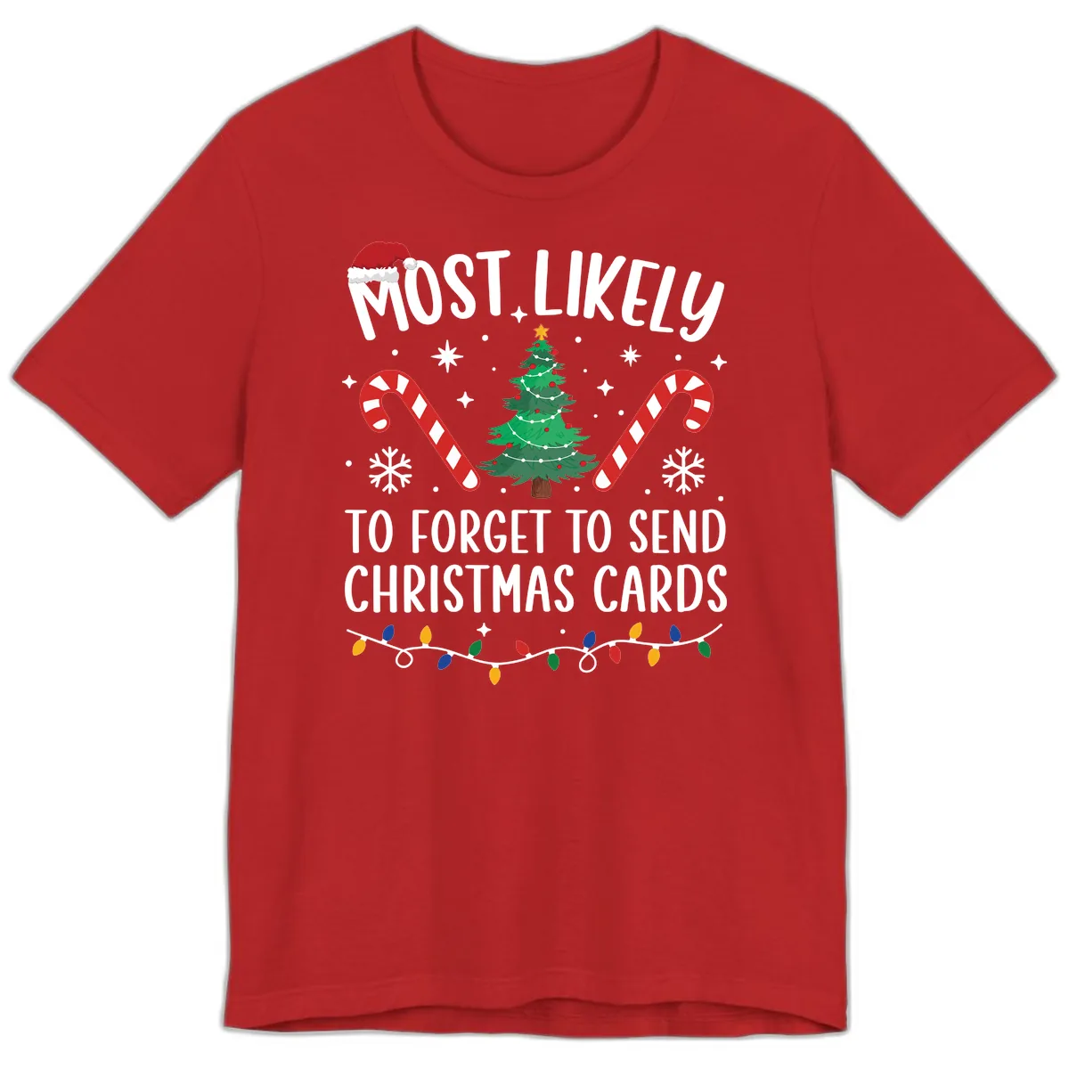 Most Likely To Forget Christmas Cards Premium T-Shirt in Red
