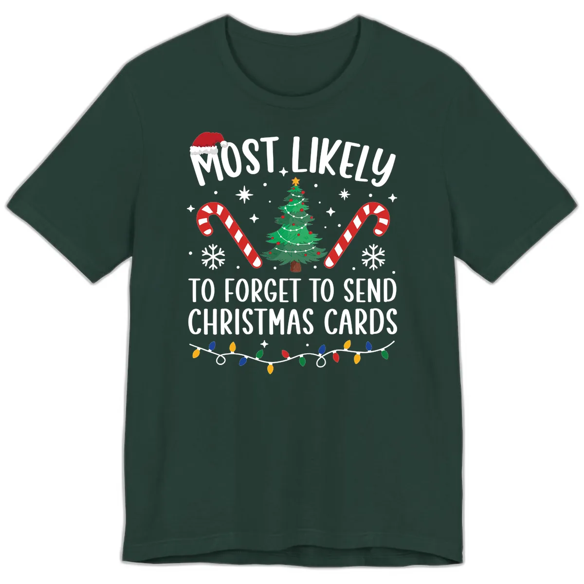 Most Likely To Forget Christmas Cards Premium T-Shirt in Forest