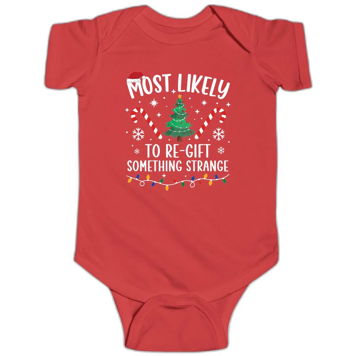 Most Likely To Re-Gift Something Strange Baby Onesie in Red