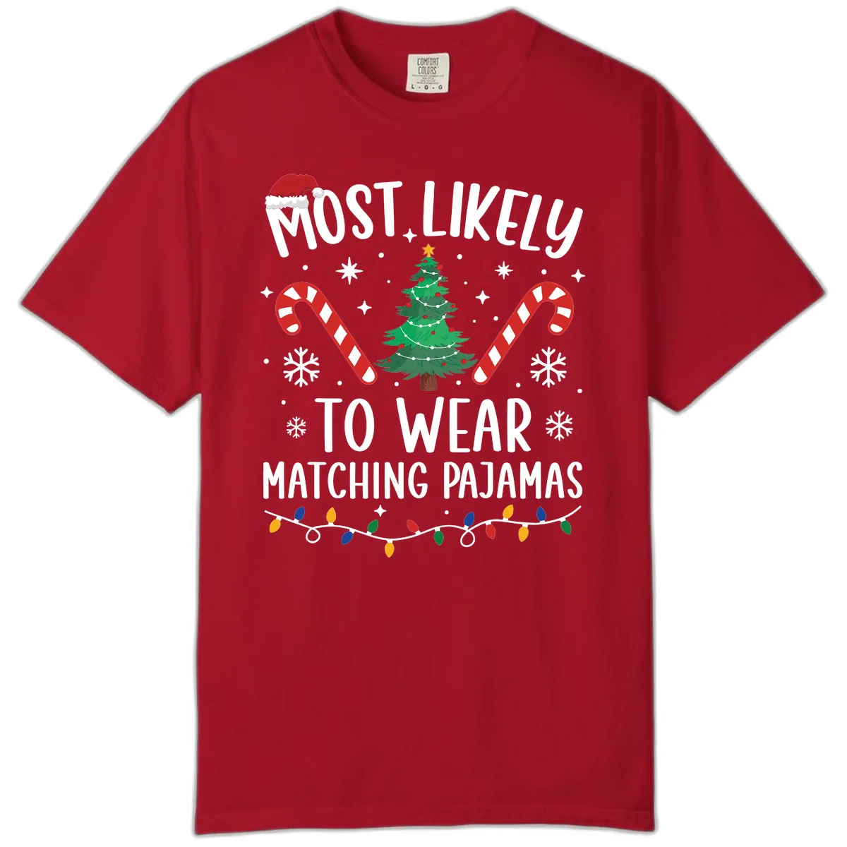 Most Likely To Wear Matching Pajamas Comfort Color in Red