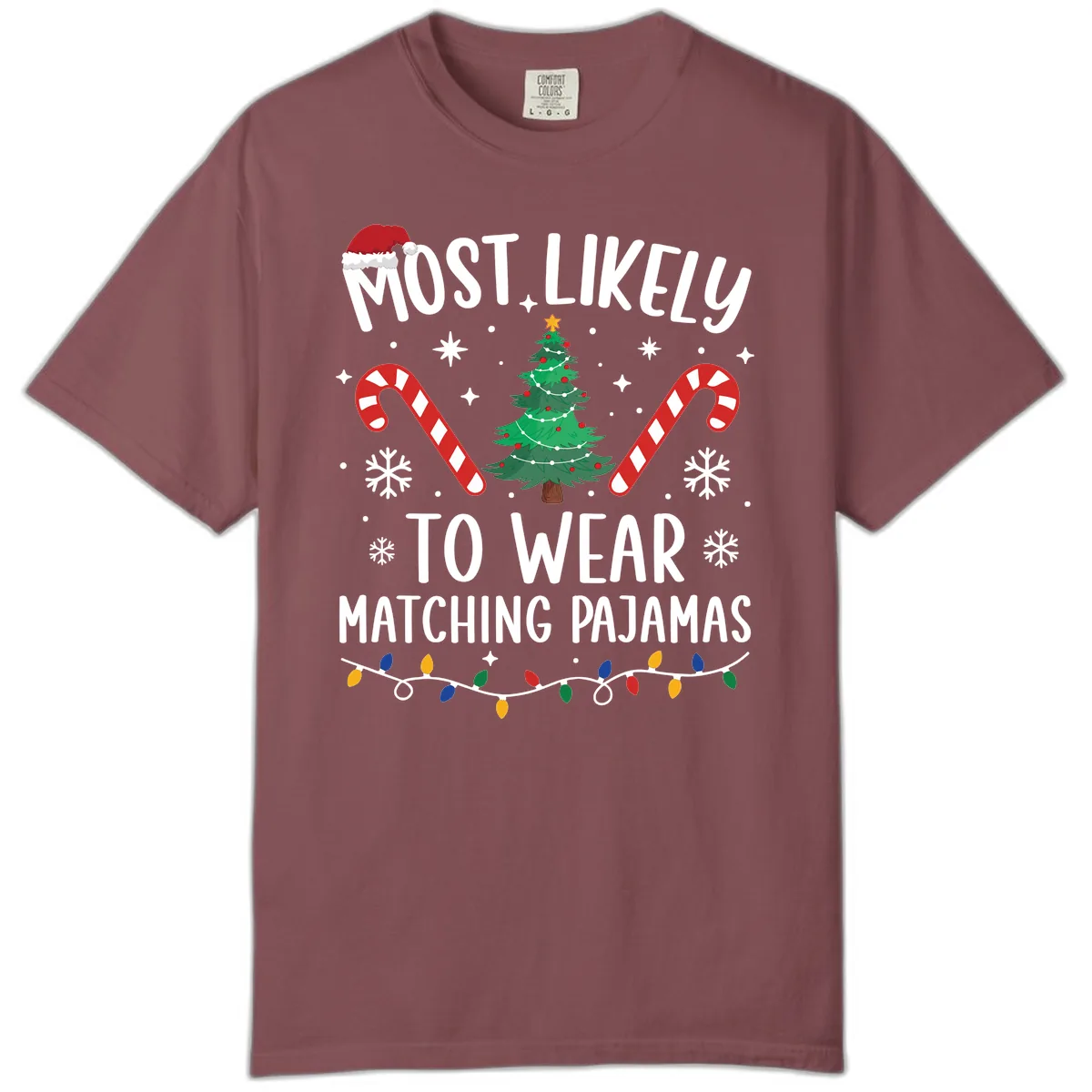 Most Likely To Wear Matching Pajamas Comfort Color in Brick