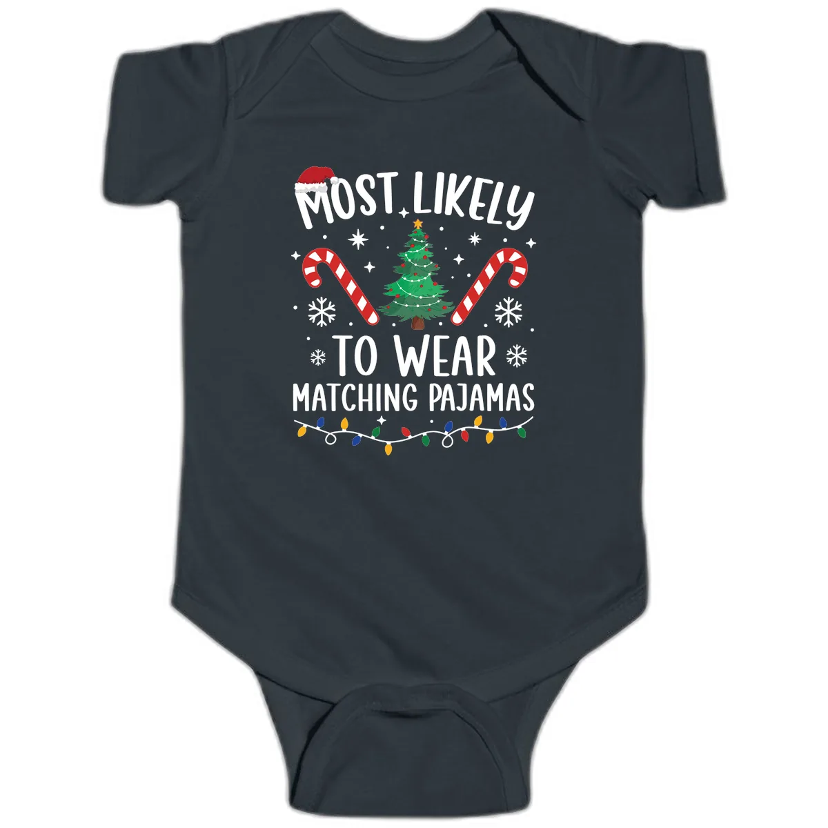 Most Likely To Wear Matching Pajamas Baby Onesie in Black