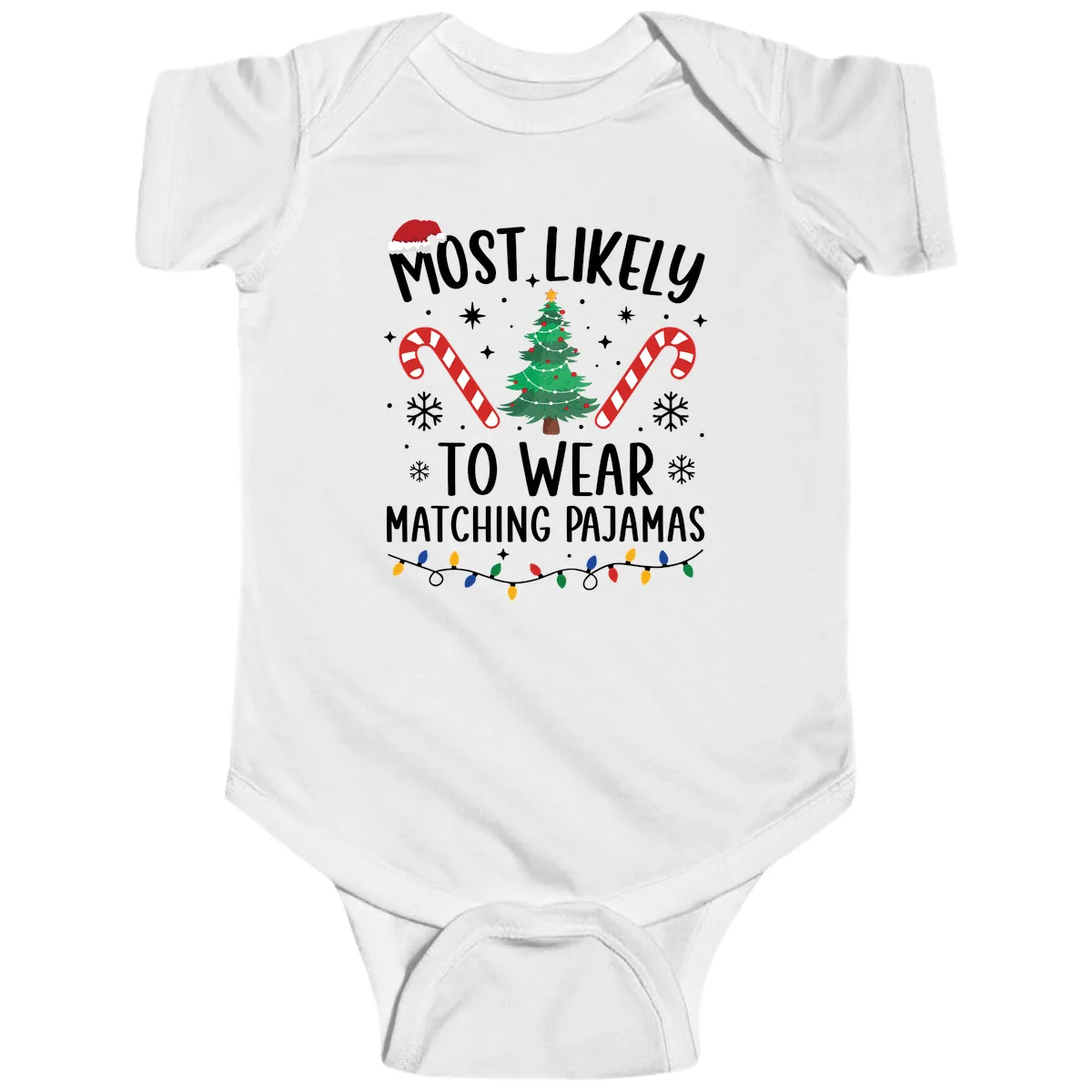 Most Likely To Wear Matching Pajamas Baby Onesie in White