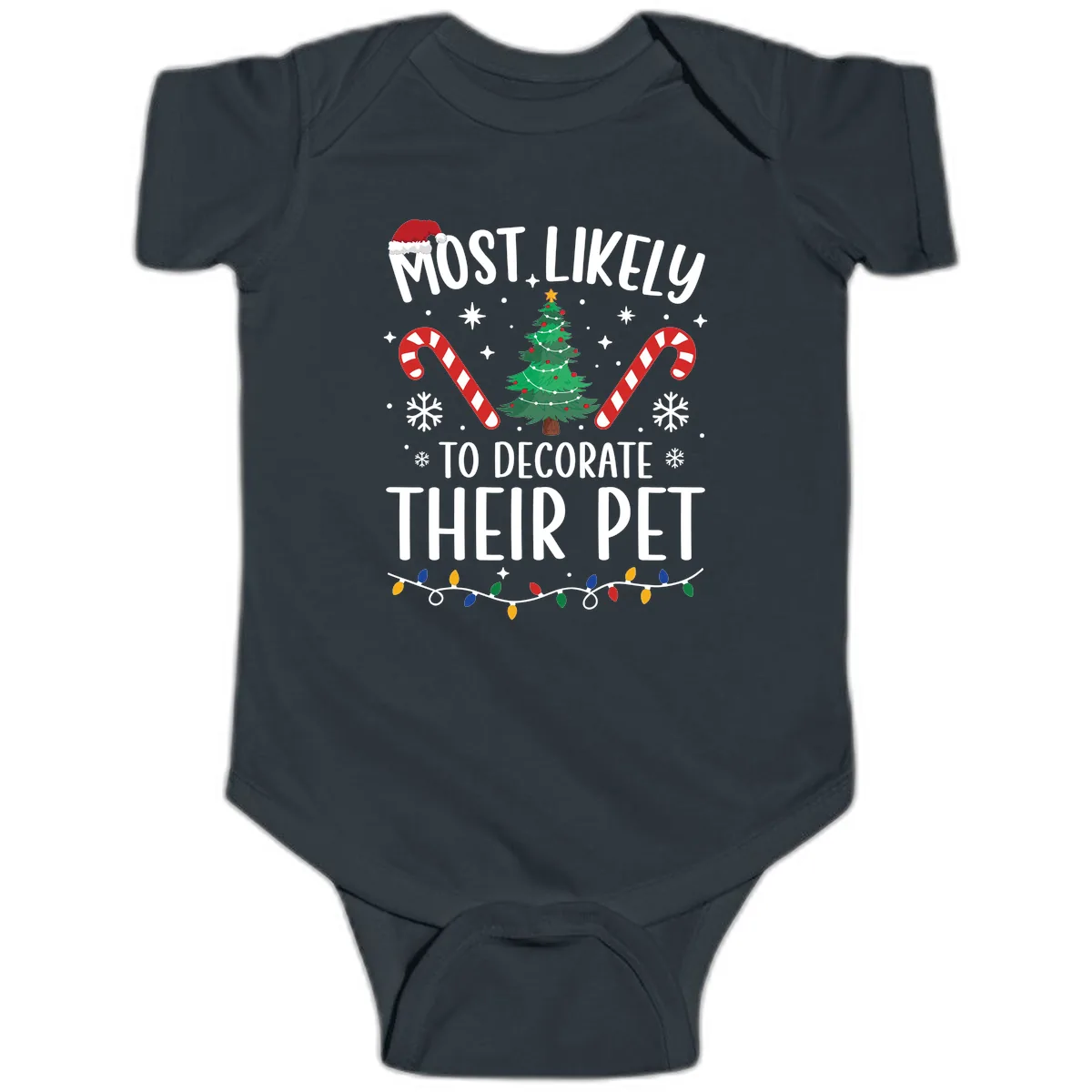 Most Likely To Decorate Their Pet Christmas Baby Onesie in Black