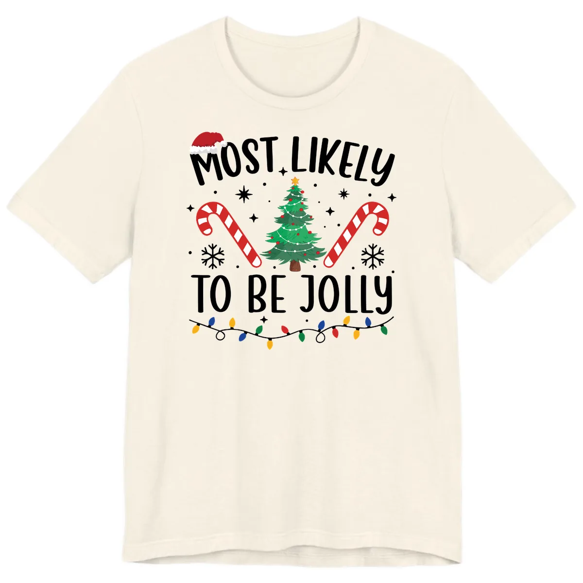 Most Likely To Be Jolly Christmas Tree Premium T-Shirt in Natural