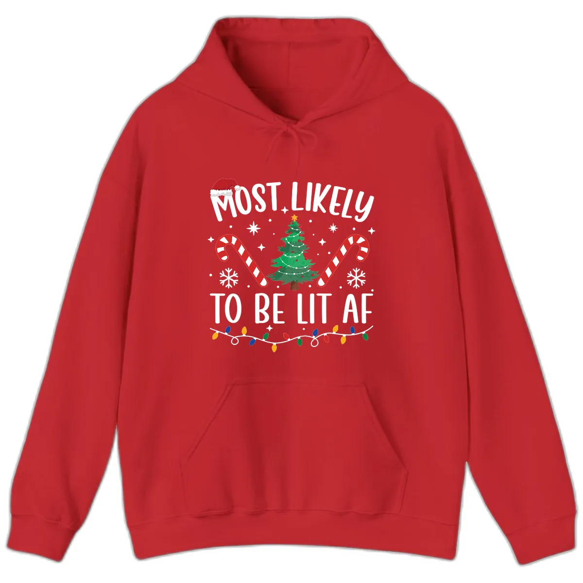 Most Likely To Be Lit AF Christmas Shirt Hoodie in Red