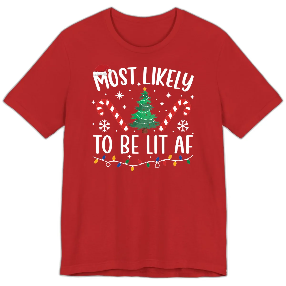 Most Likely To Be Lit AF Christmas Shirt Premium T-Shirt in Red