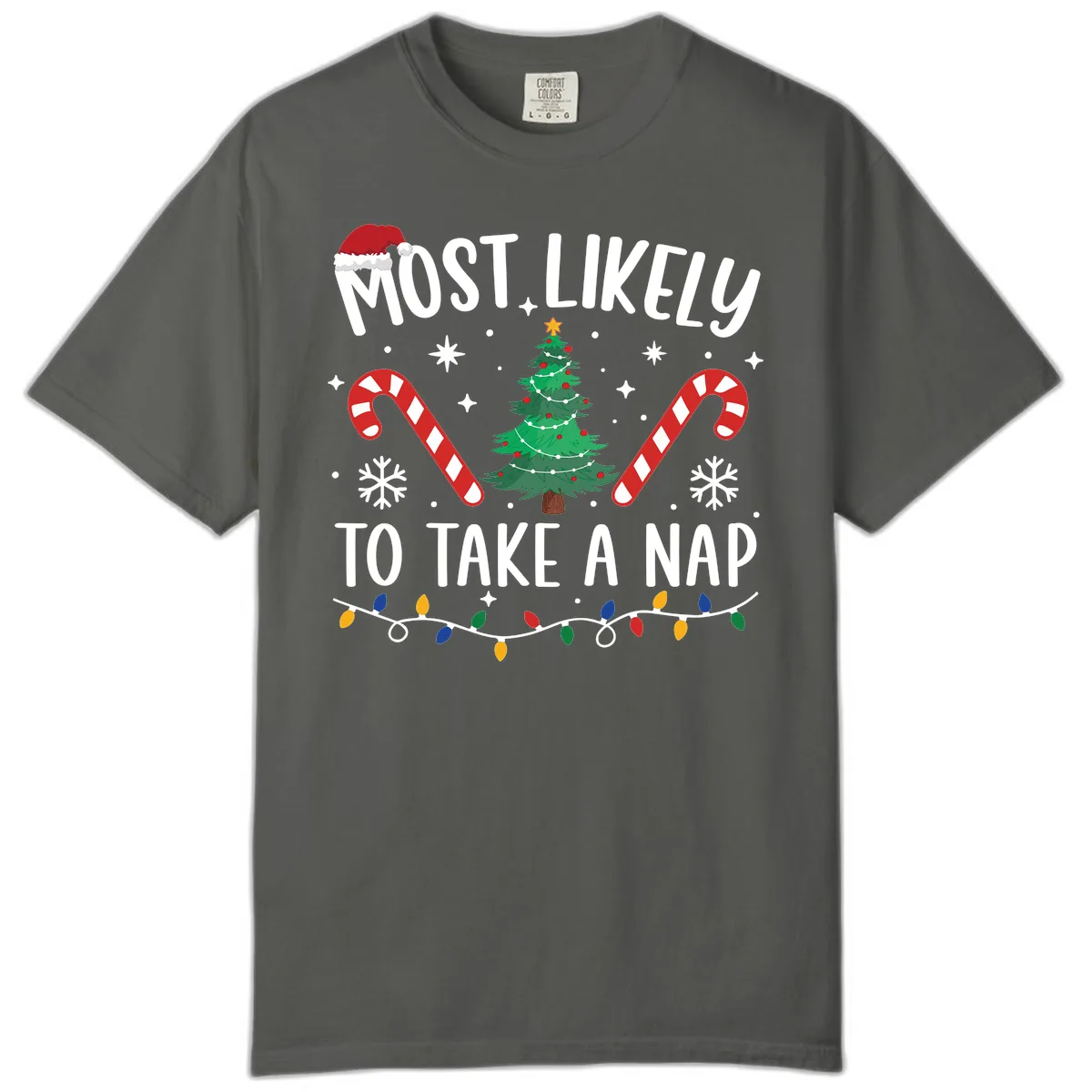 Most Likely To Take A Nap Christmas Design Comfort Color in Pepper