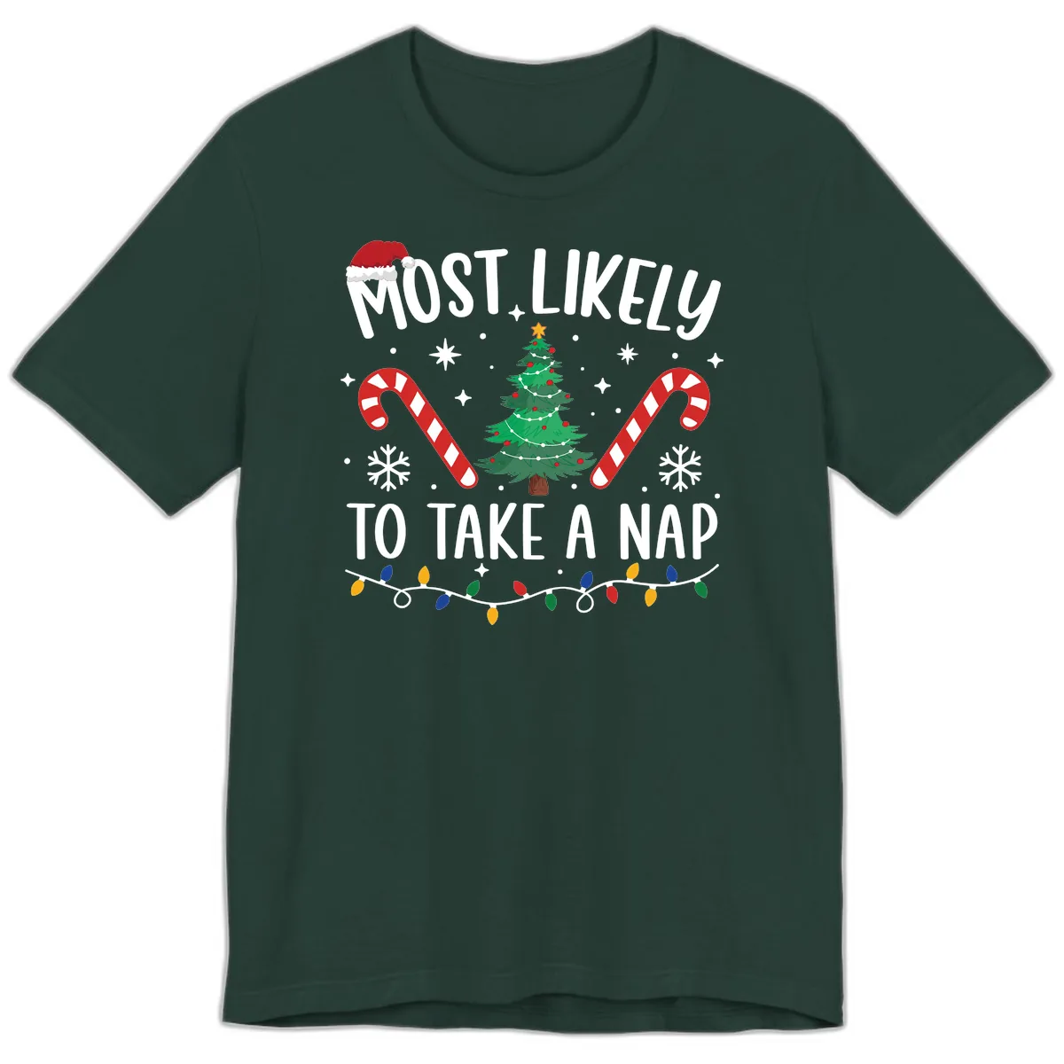 Most Likely To Take A Nap Christmas Design Premium T-Shirt in Forest