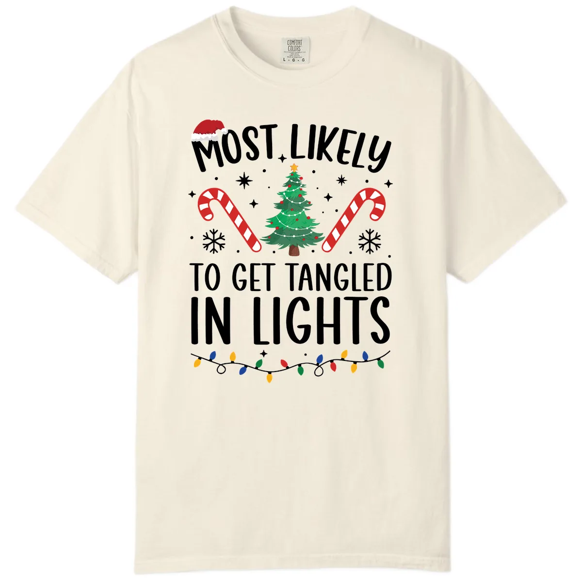 Most Likely To Get Tangled In Lights Comfort Color in Ivory