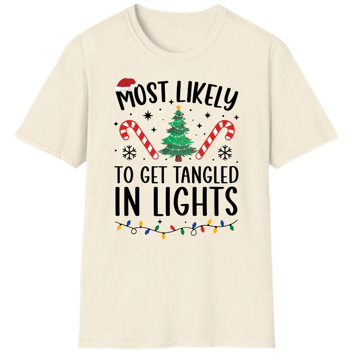 Most Likely To Get Tangled In Lights T-Shirt in Natural