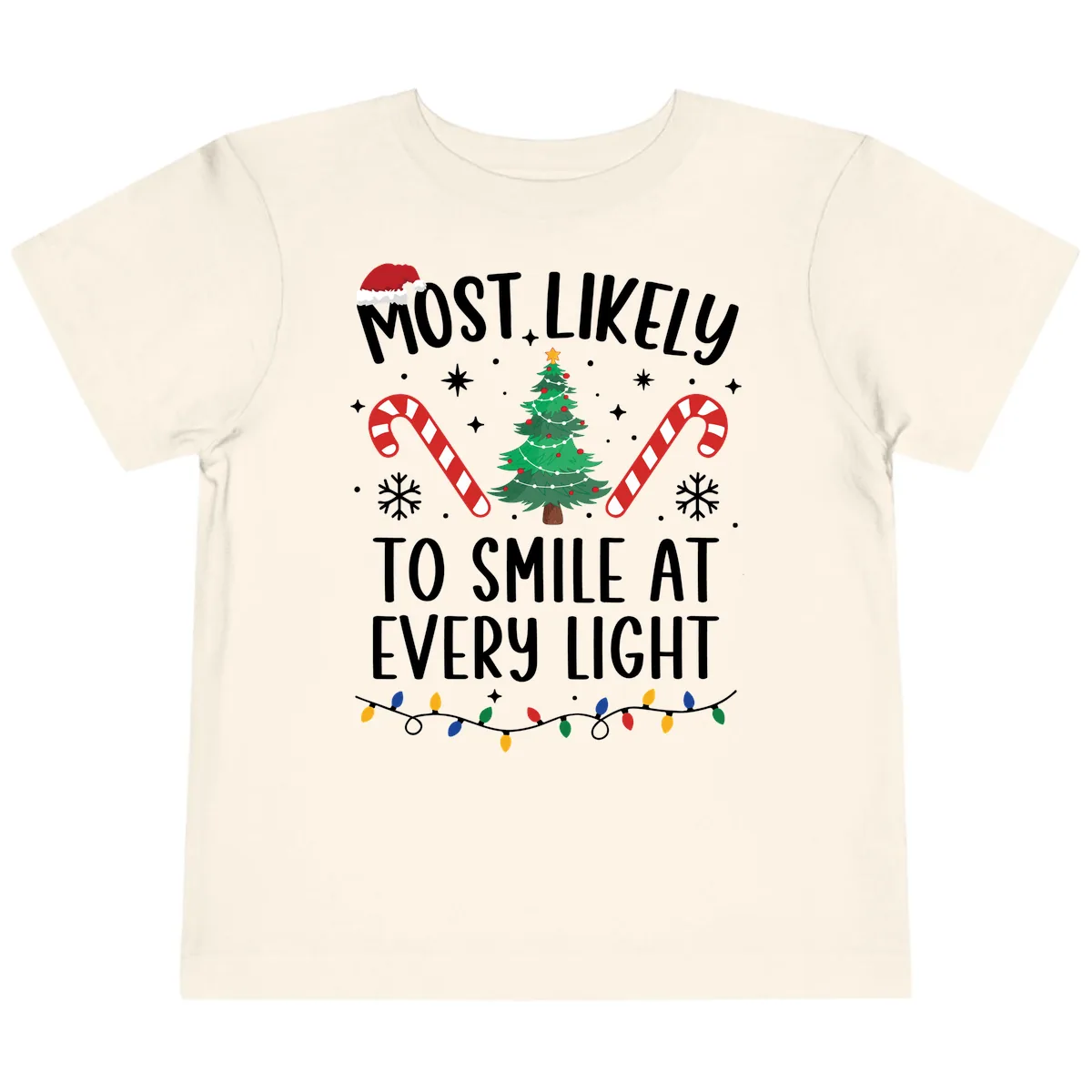 Most Likely To Smile At Every Light Toddler T-Shirt in Natural