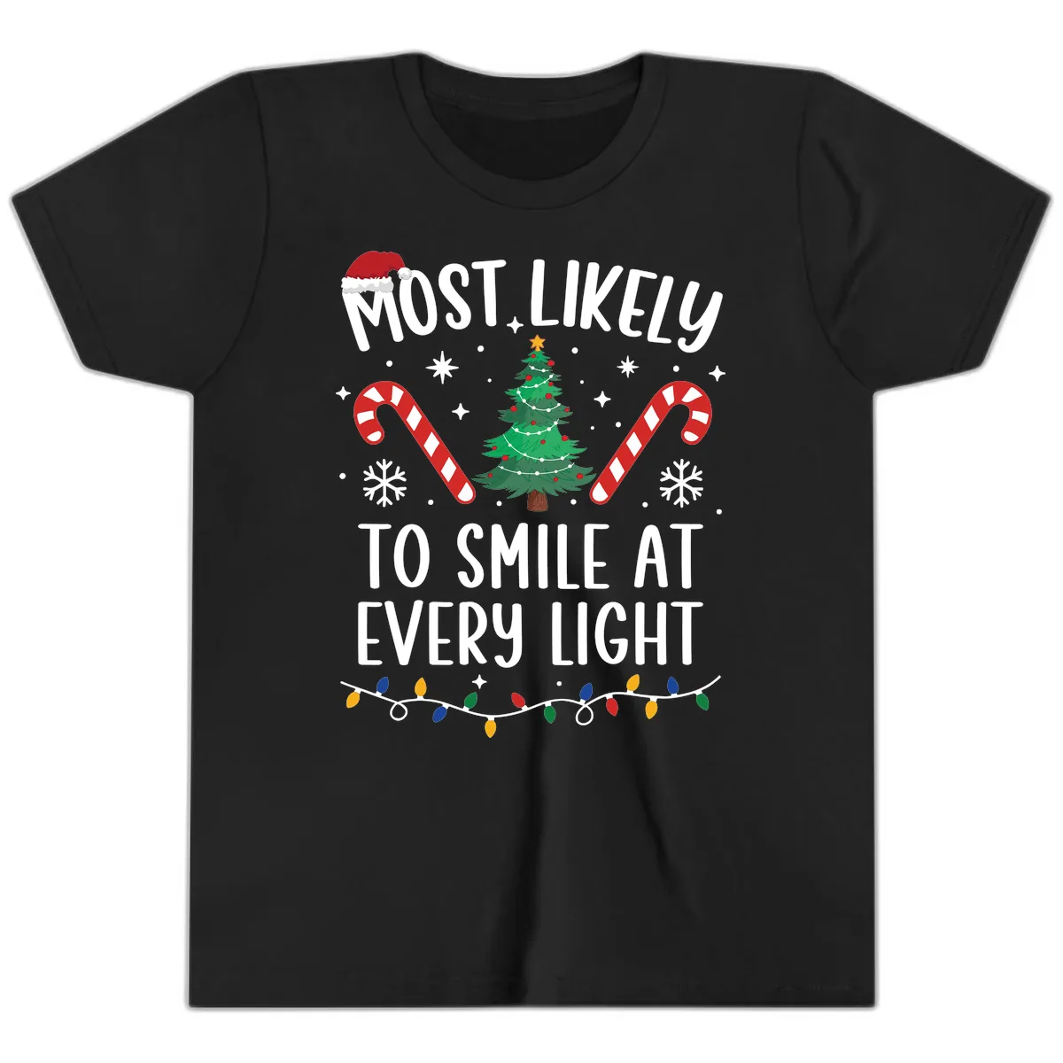 Most Likely To Smile At Every Light Youth T-Shirt in Black