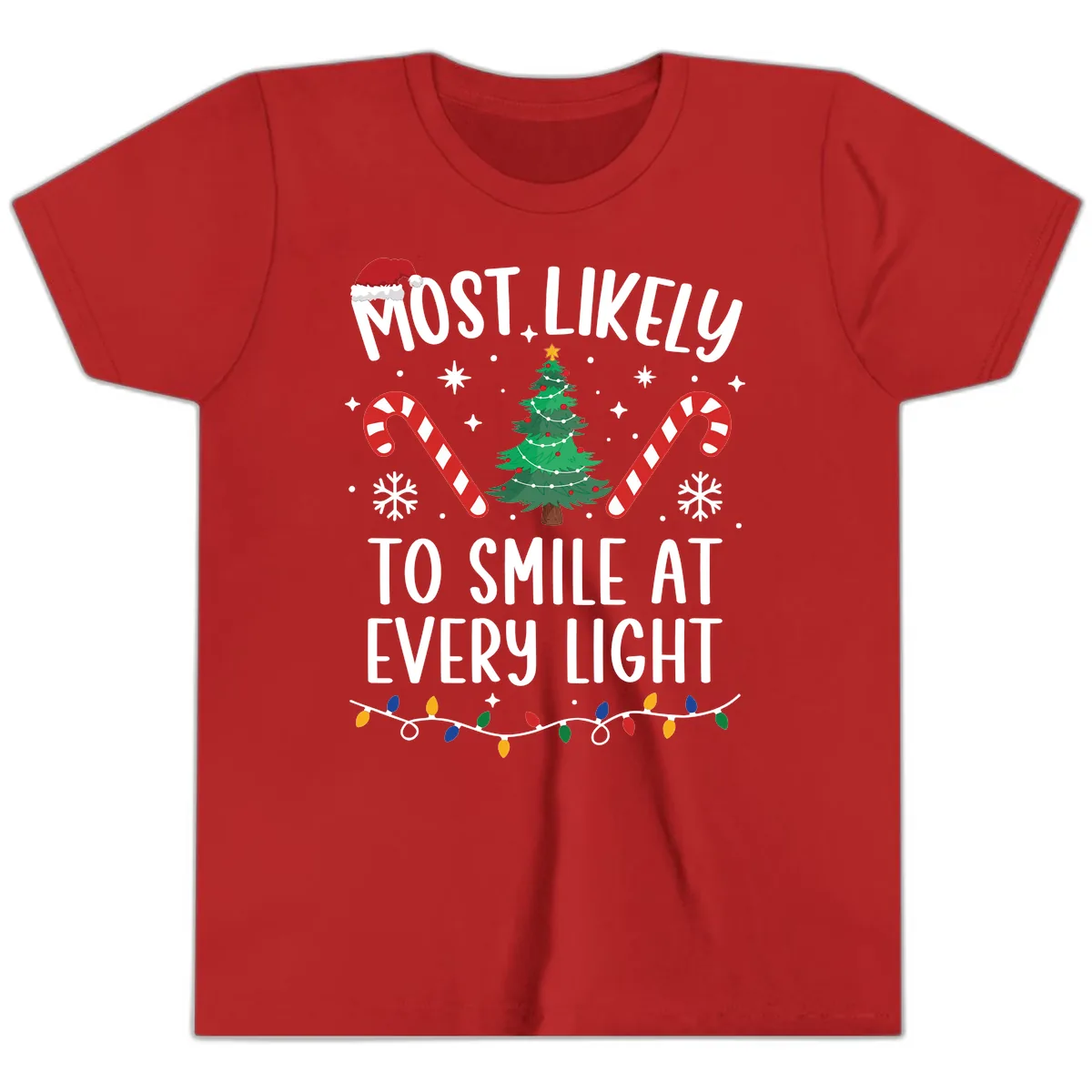 Most Likely To Smile At Every Light Youth T-Shirt in Red