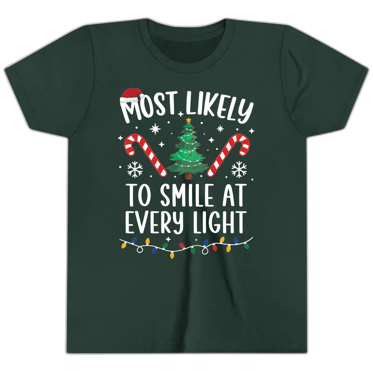 Most Likely To Smile At Every Light Youth T-Shirt in Forest