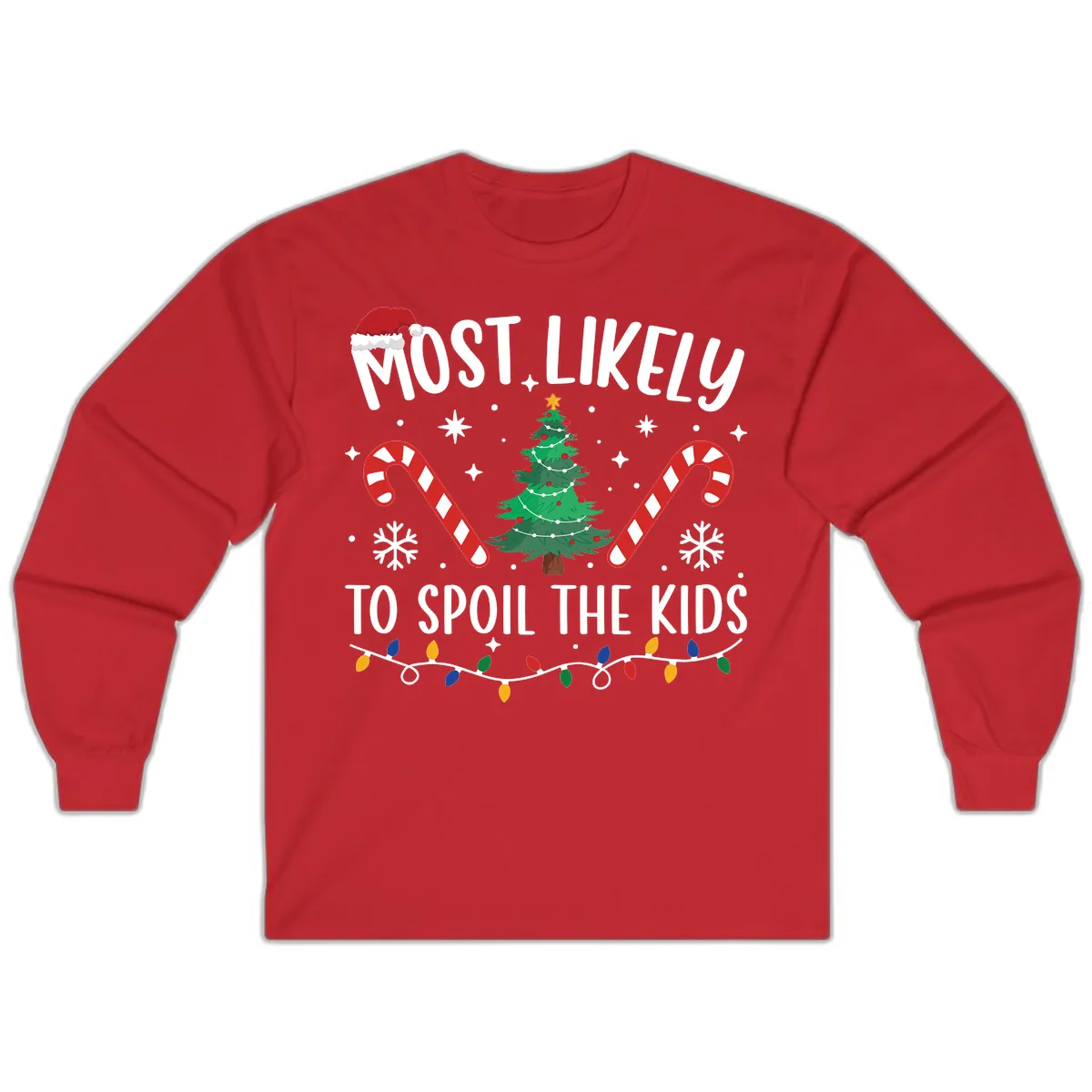 Most Likely To Spoil The Kids Christmas Long Sleeve in Red