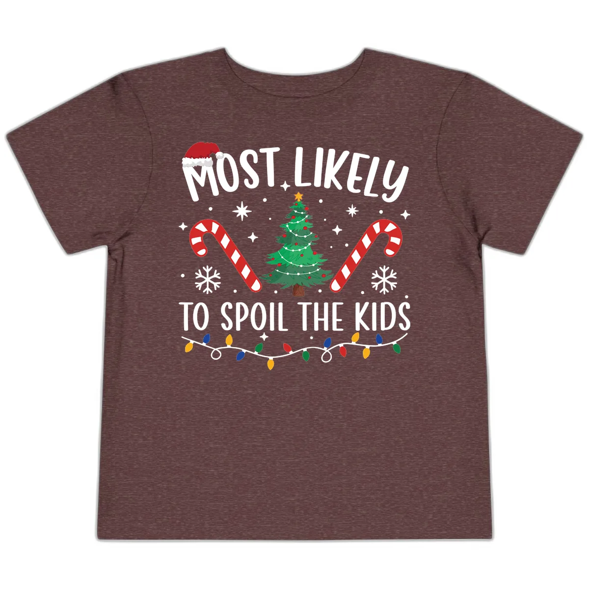 Most Likely To Spoil The Kids Christmas Toddler T-Shirt in Heather Maroon