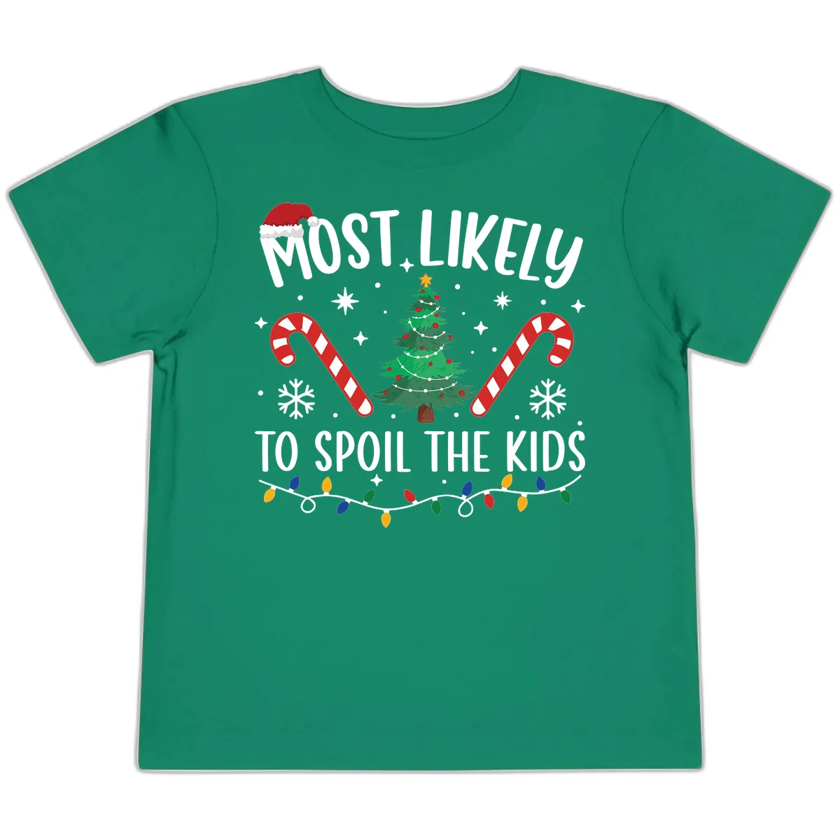 Most Likely To Spoil The Kids Christmas Toddler T-Shirt in Kelly