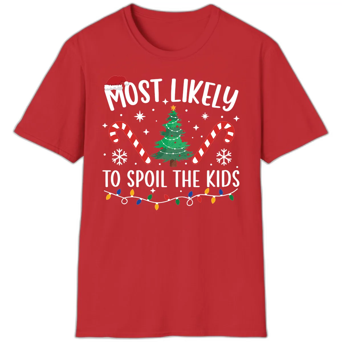 Most Likely To Spoil The Kids Christmas T-Shirt in Red