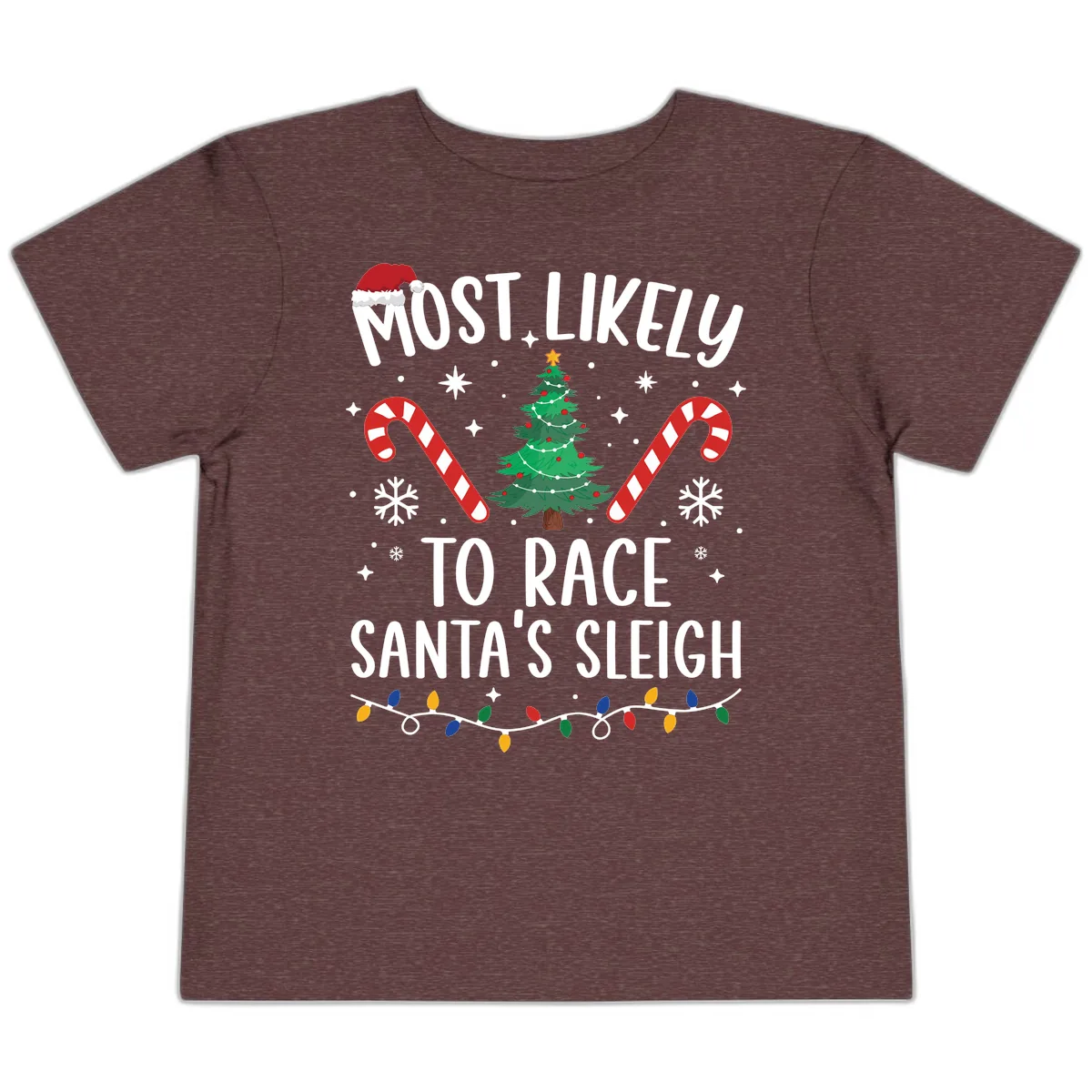 Most Likely To Race Santa's Sleigh Toddler T-Shirt in Heather Maroon