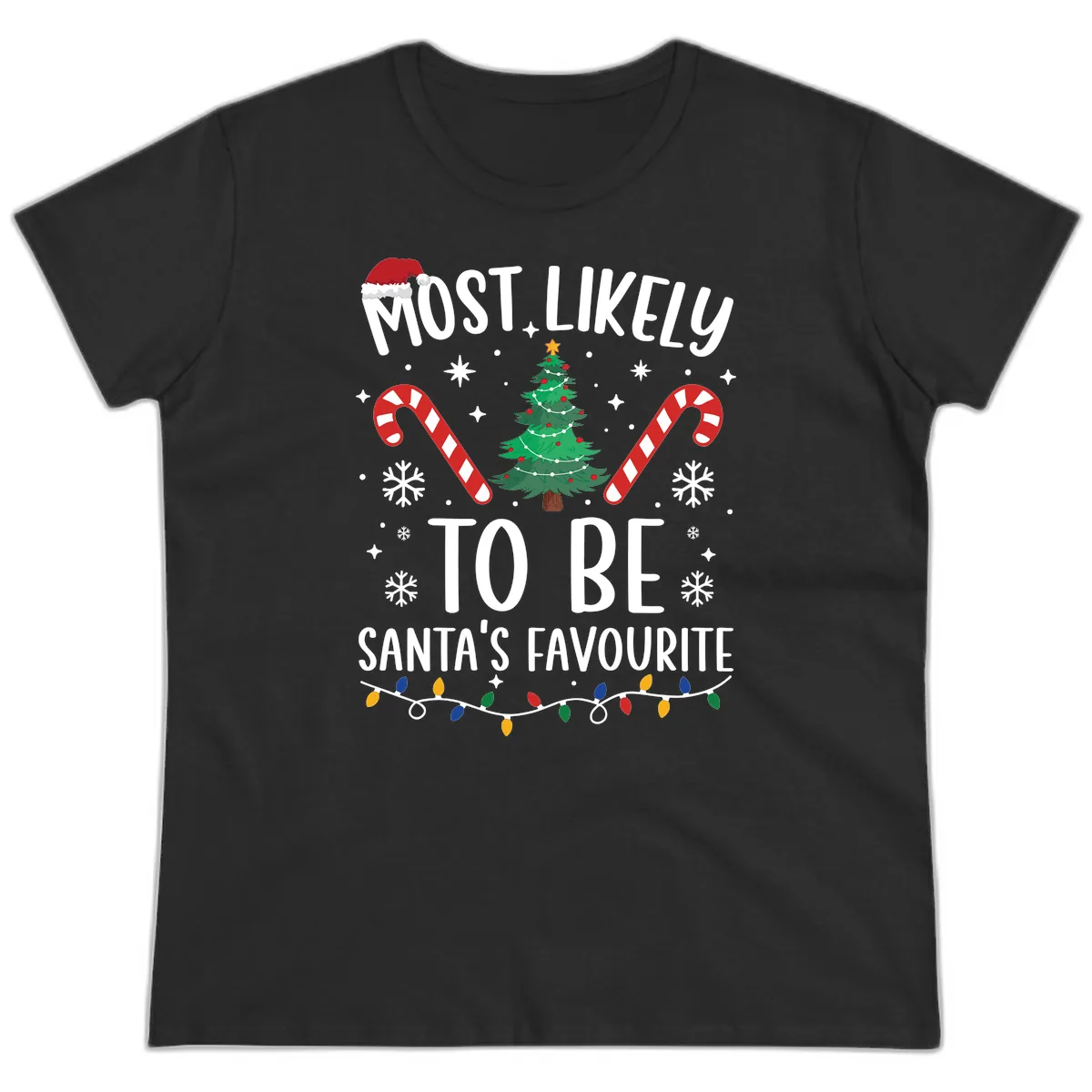 Most Likely To Be Santa's Favourite Ladies Tee in Black
