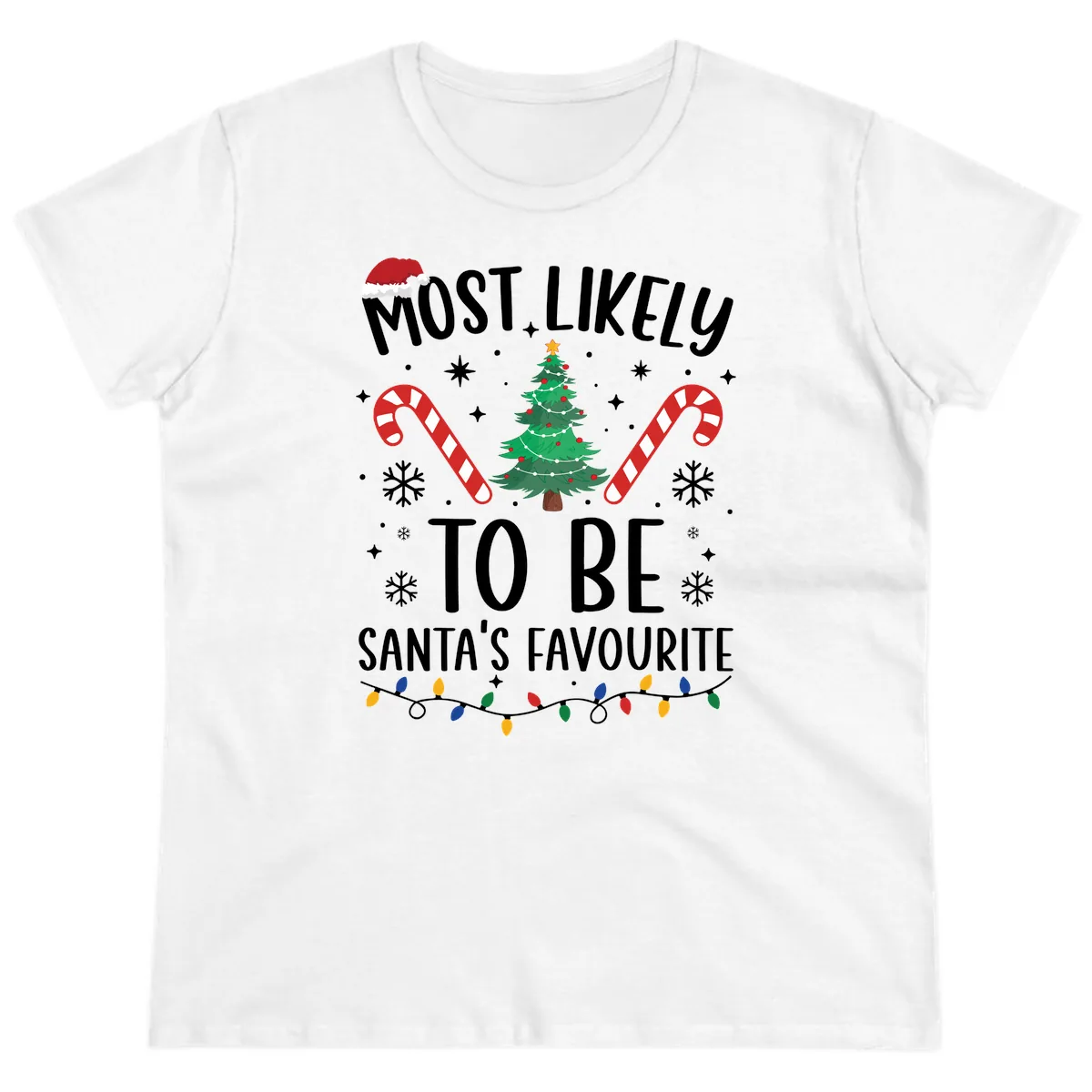 Most Likely To Be Santa's Favourite Ladies Tee in White