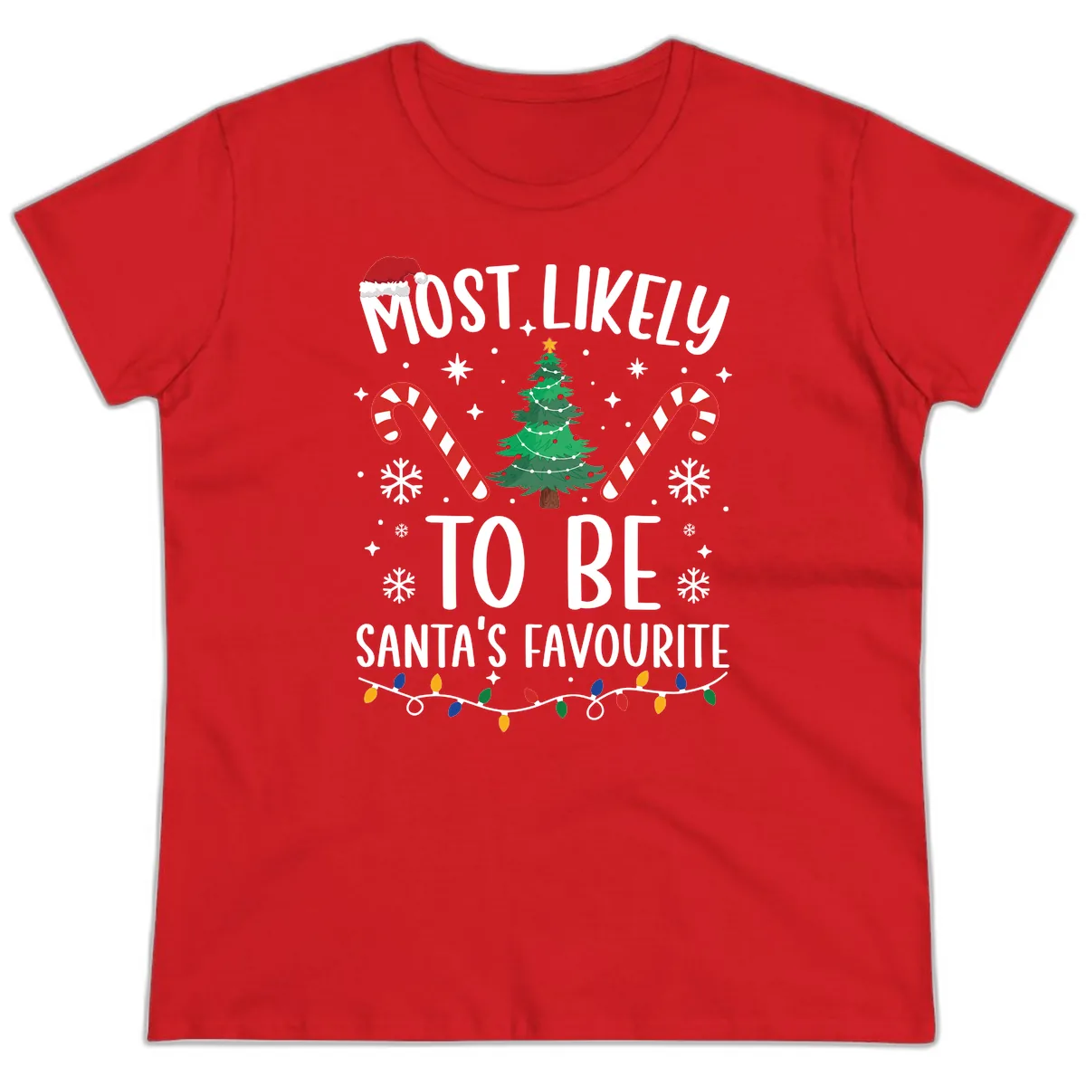 Most Likely To Be Santa's Favourite Ladies Tee in Red