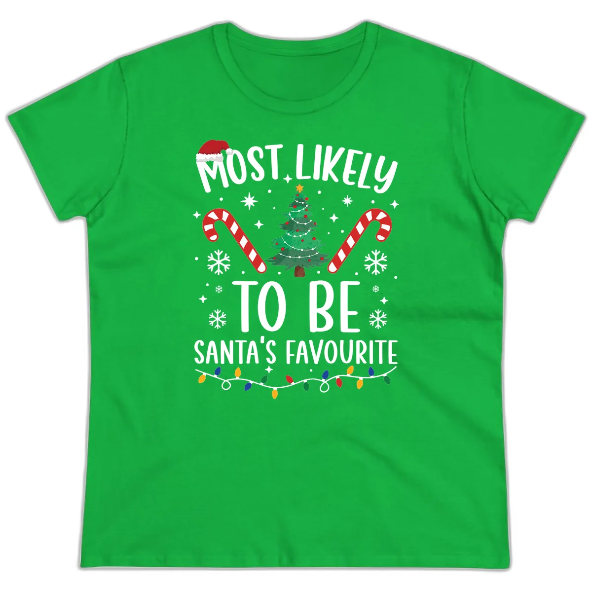 Most Likely To Be Santa's Favourite Ladies Tee in Irish Green