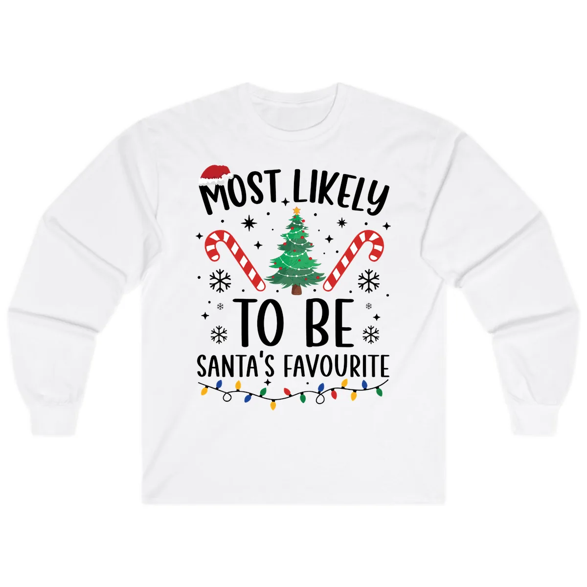 Most Likely To Be Santa's Favourite Long Sleeve in White